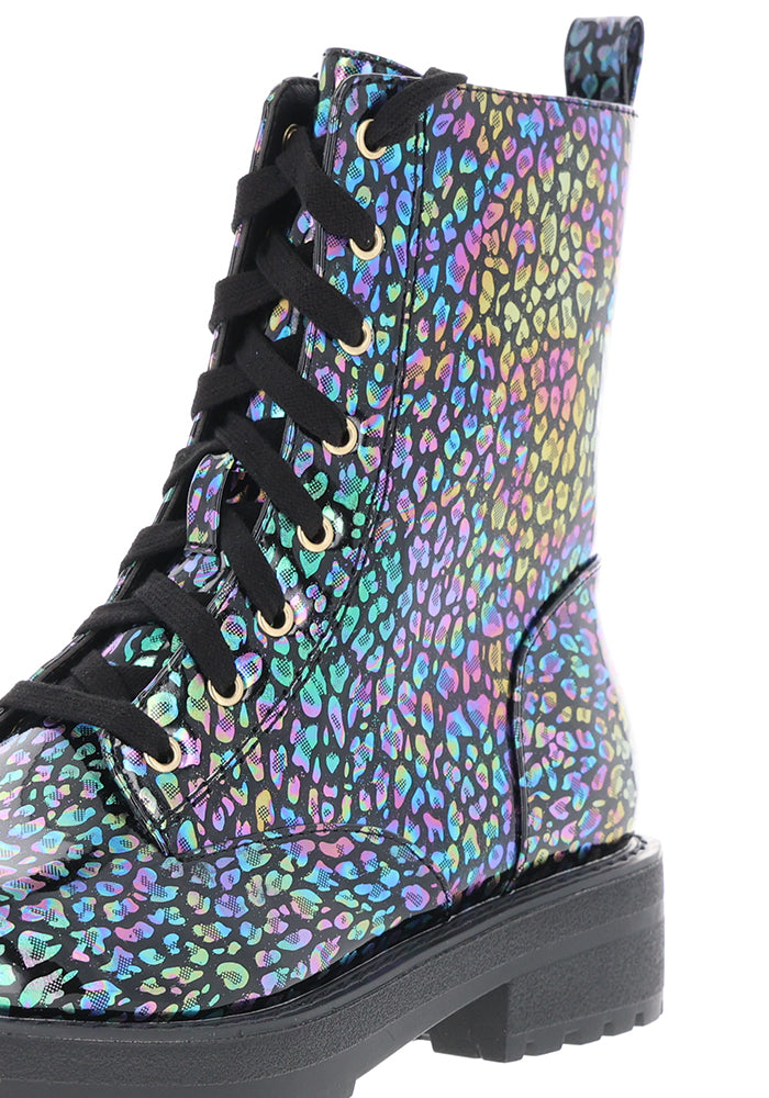 Animal Metallic Rainbow Lace Up Boot