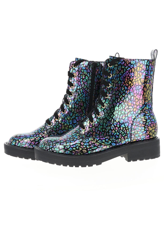 Animal Metallic Rainbow Lace Up Boot