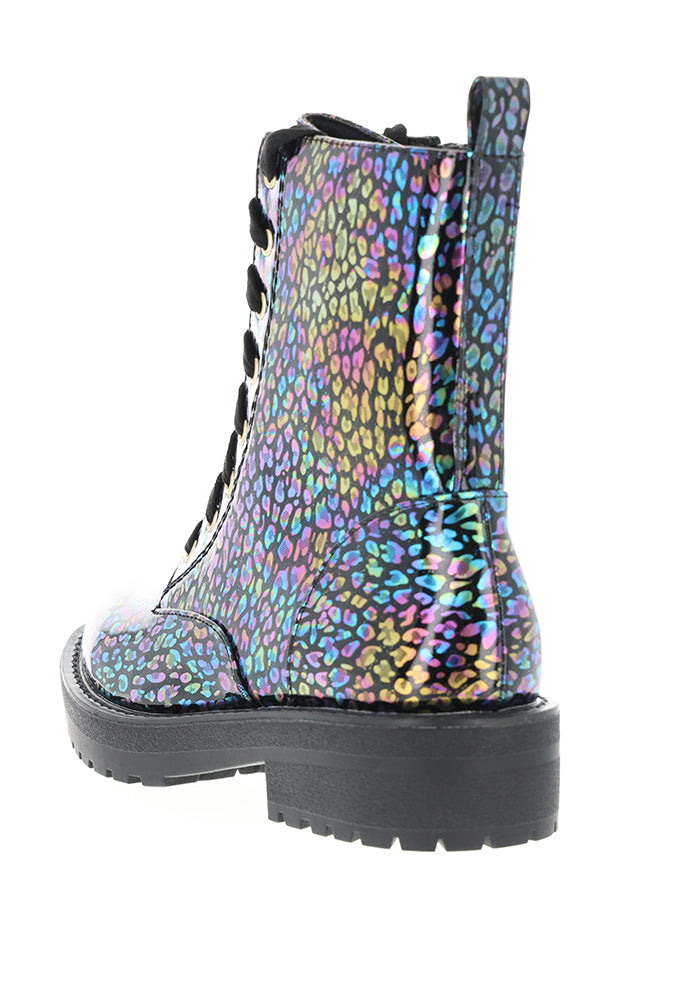 Animal Metallic Rainbow Lace Up Boot