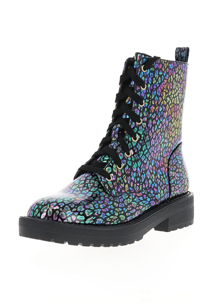 Animal Metallic Rainbow Lace Up Boot