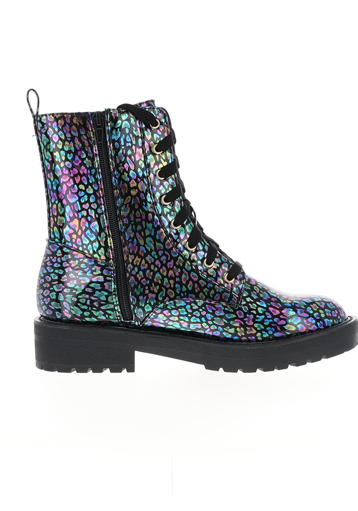 Animal Metallic Rainbow Lace Up Boot