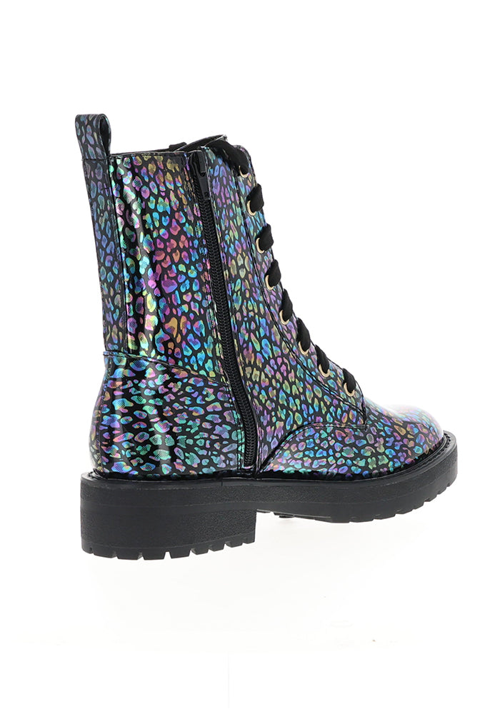 Animal Metallic Rainbow Lace Up Boot