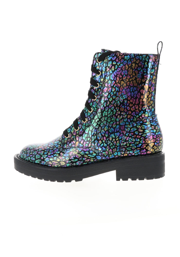 Animal Metallic Rainbow Lace Up Boot