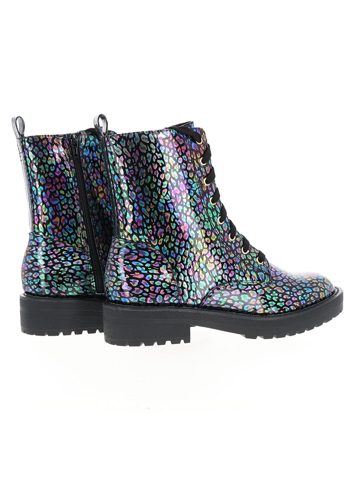 Animal Metallic Rainbow Lace Up Boot