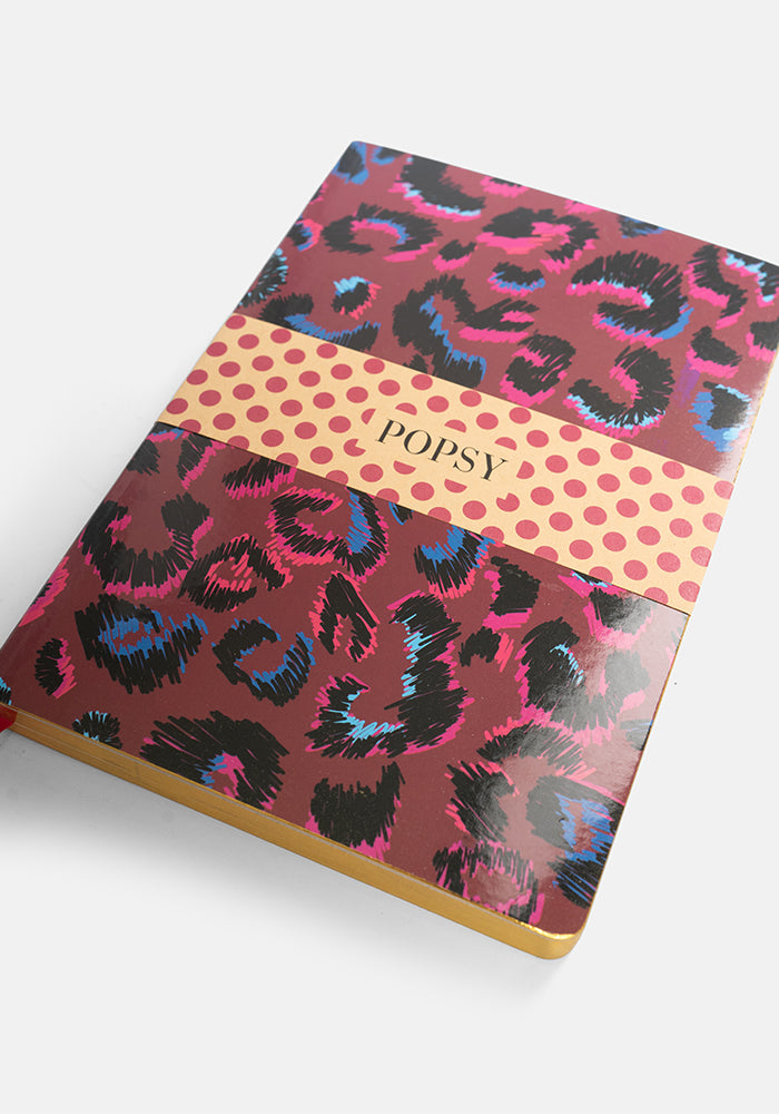 Fourth angle of Cute Purple Animal Print Notebook - Colourful Quirky Journal Gift