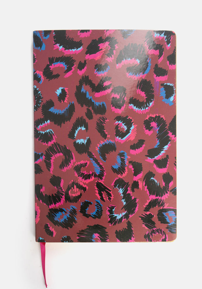 Fifth angle of Cute Purple Animal Print Notebook - Colourful Quirky Journal Gift