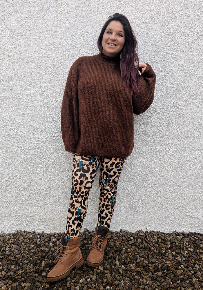 Sixth angle of Heath Natural Animal Print 2 Pocket Leggings