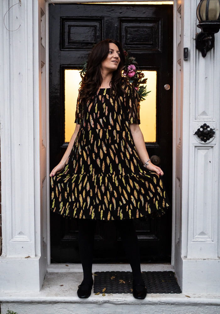 Anissa Lurex Tiered Hem Dress