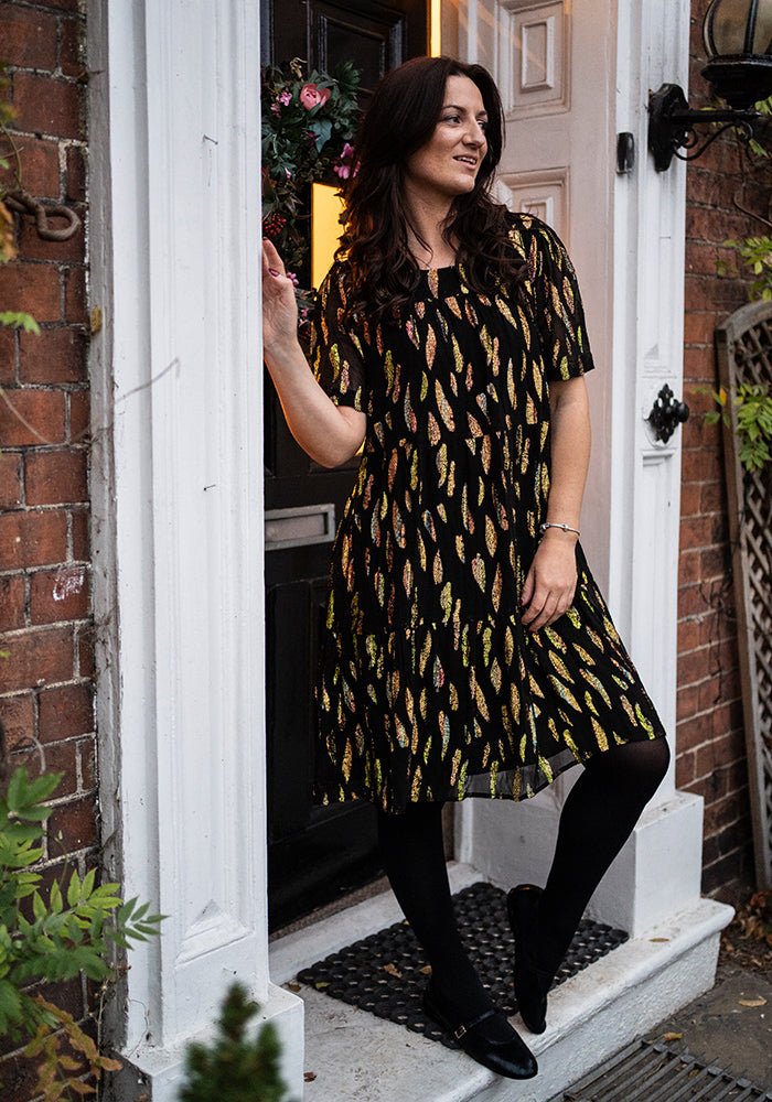 Anissa Lurex Tiered Hem Dress