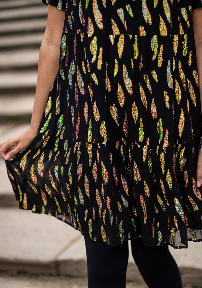 Third angle of Anissa Lurex Tiered Hem Dress