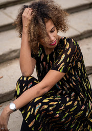 Anissa Lurex Tiered Hem Dress