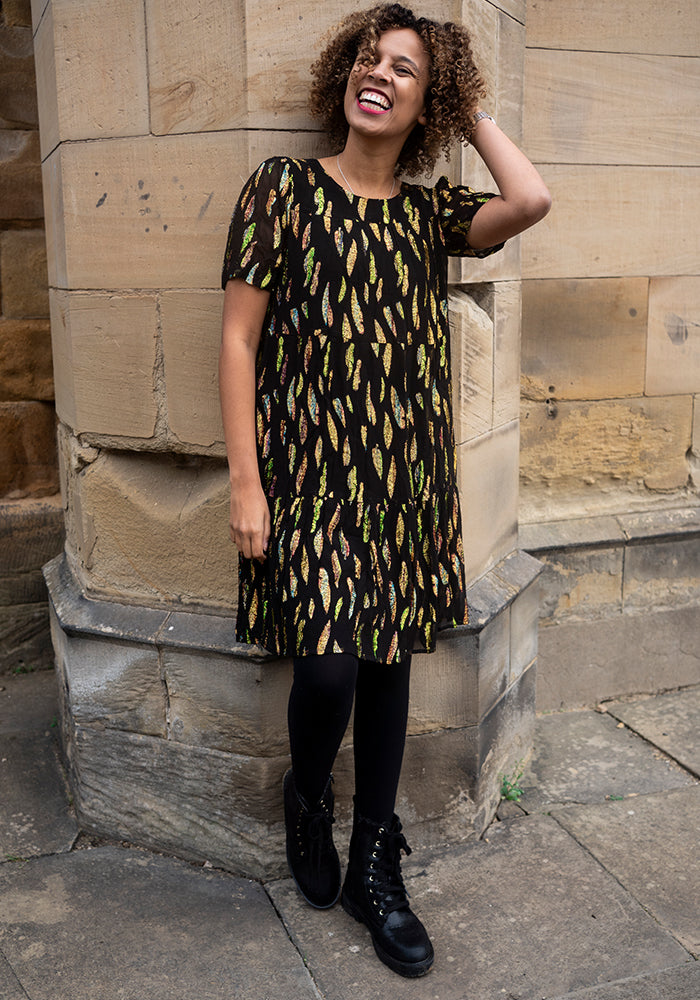 Anissa Lurex Tiered Hem Dress