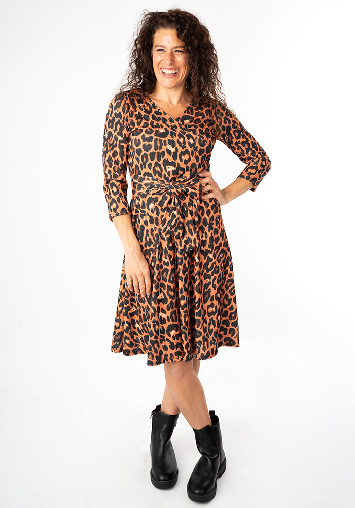 Third angle of Anouk Natural Animal Print Dress
