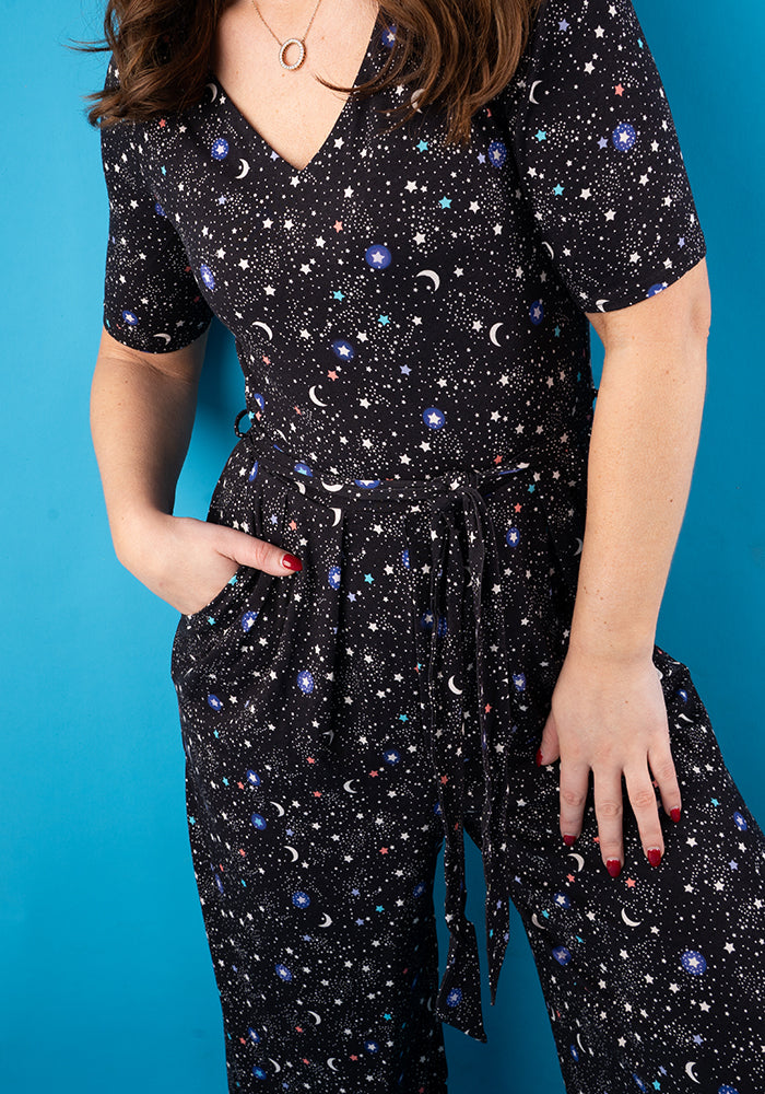 Antares Ditsy Star Print Viscose Jumpsuit