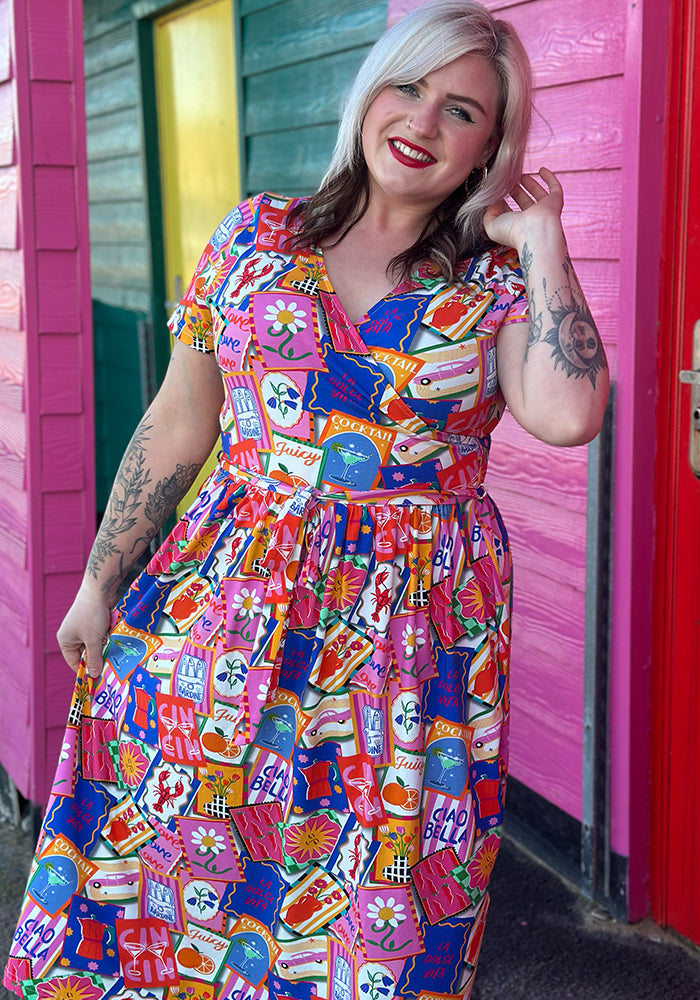 Antonella La Dolce Vita Print Cotton Midi Dress