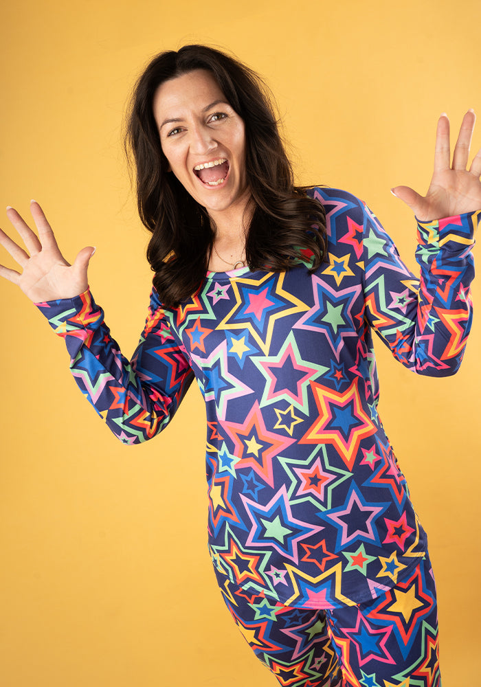 Third angle of Ara Navy Starburst Print Pyjama Set