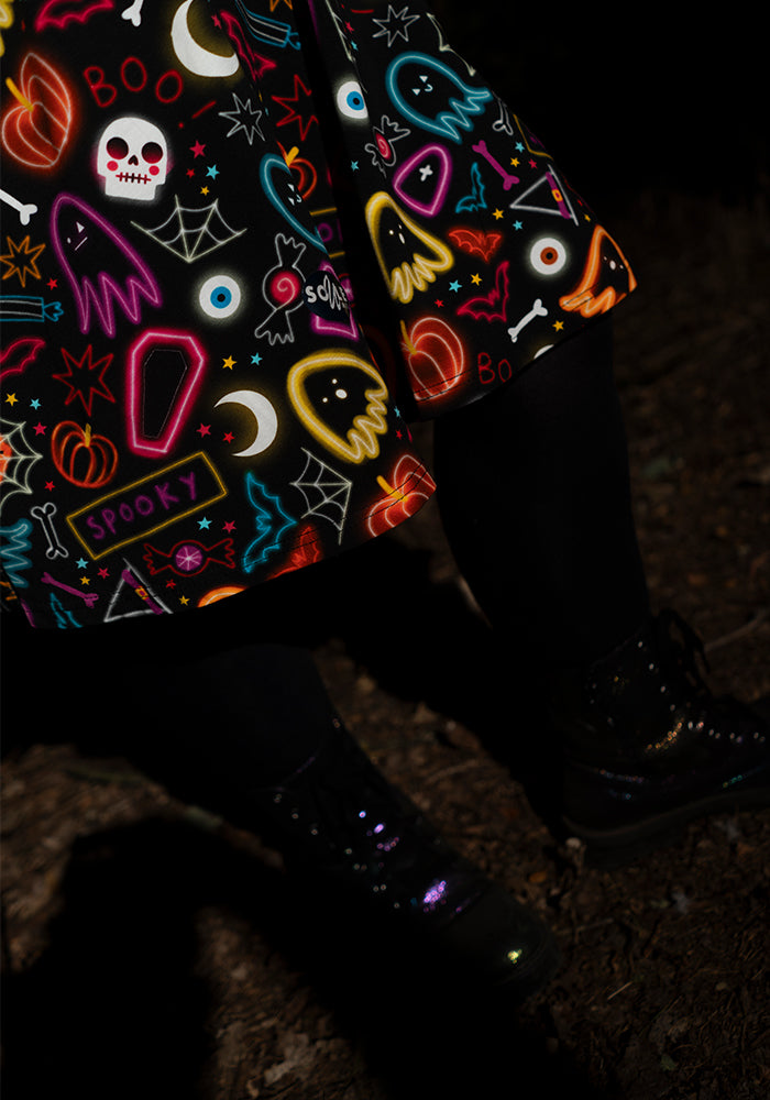 Araminta Neon Spooky Fun Print Cotton Dress