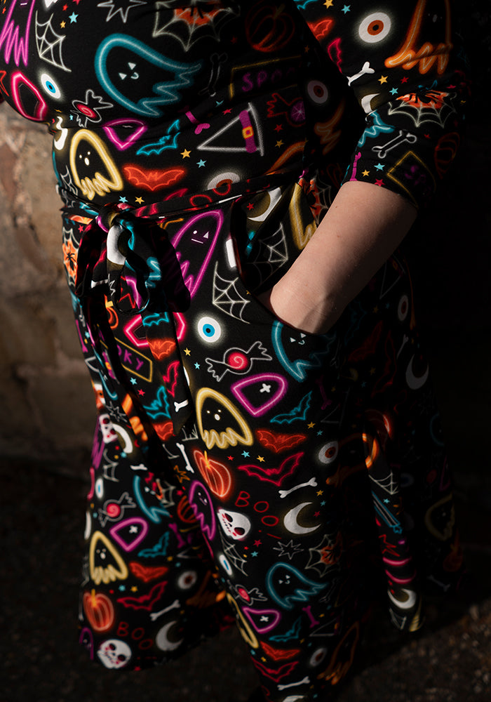 Araminta Neon Spooky Fun Print Cotton Dress
