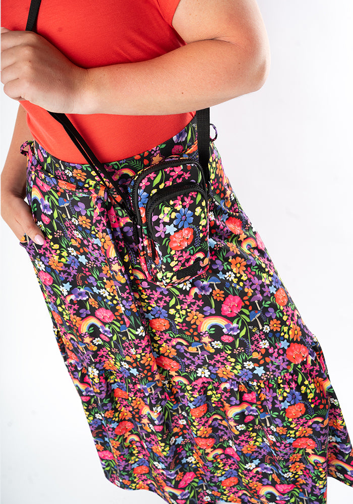 Sixth angle of Aramis Garden Rainbow Floral Print Tiered Hem Jersey Midi Skirt