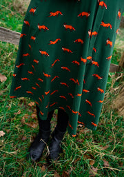 Archer Green Fox Print Cotton Midi Dress
