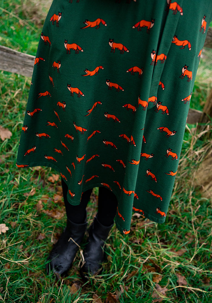 Archer Green Fox Print Cotton Midi Dress