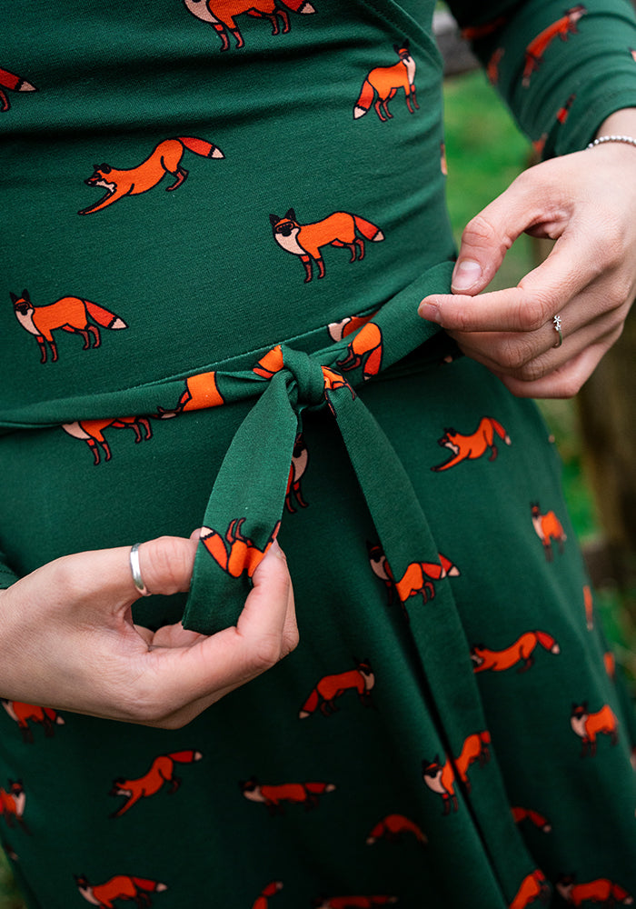 Archer Green Fox Print Cotton Midi Dress