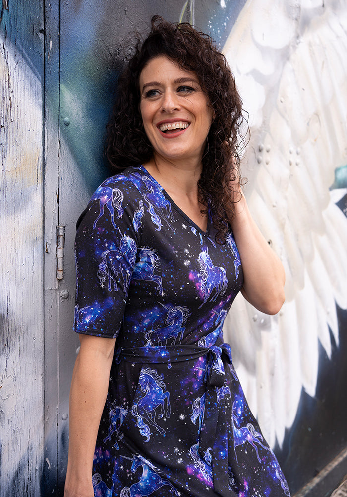 Sixth angle of Areli Unicorn Galaxy Print Midi Dress