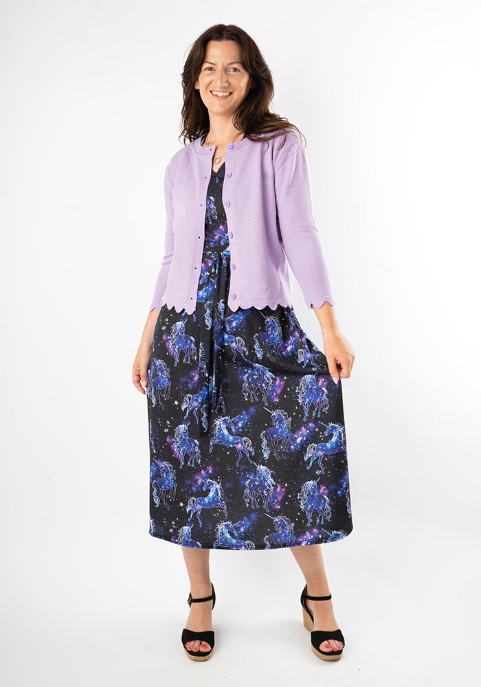 Fifth angle of Areli Unicorn Galaxy Print Midi Dress