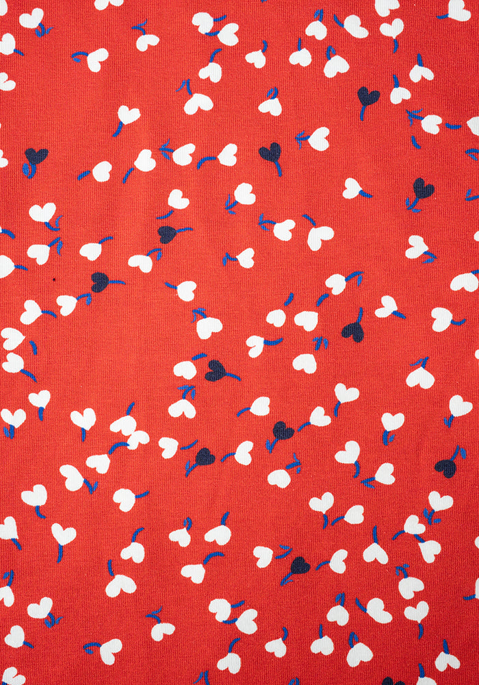 Second angle of Jamille Red Ditsy Heart Print Cotton Culotte Leg Jumpsuit