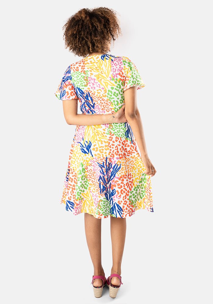 Ariah Bright Patchwork Print Cotton Dress