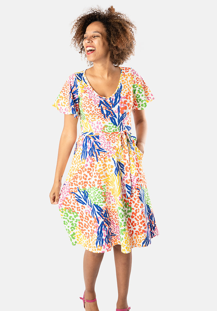 Ariah Bright Patchwork Print Cotton Dress