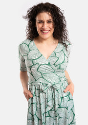 Ariella Large Leaf Print Midi Dress