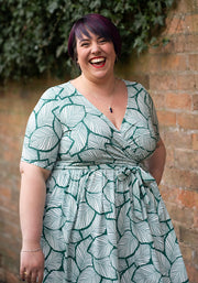 Ariella Large Leaf Print Midi Dress