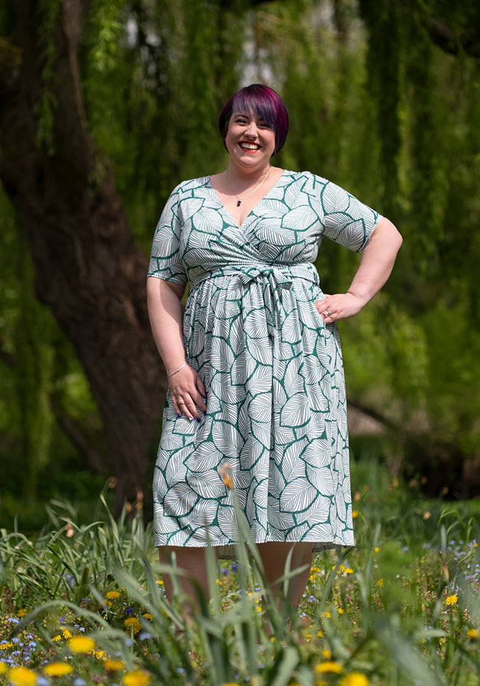 Ariella Large Leaf Print Midi Dress
