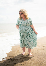 Ariella Large Leaf Print Midi Dress