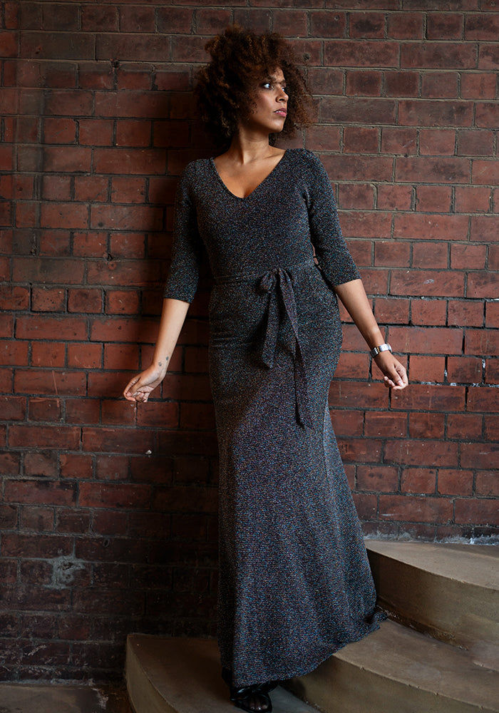 Arista Silver Sparkle Maxi Dress