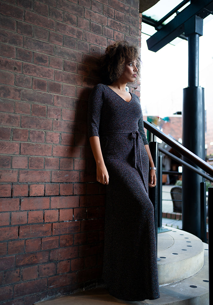 Arista Silver Sparkle Maxi Dress
