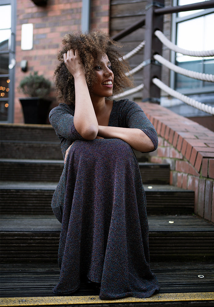 Arista Silver Sparkle Maxi Dress