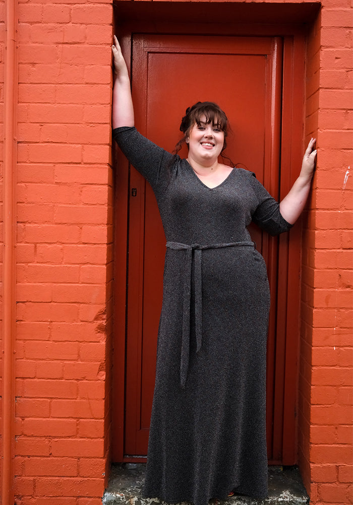 Arista Silver Sparkle Maxi Dress