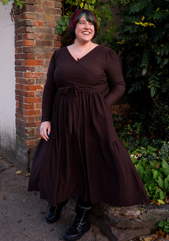 Fifth angle of Arla Chocolate Textured Oval Midaxi Dress