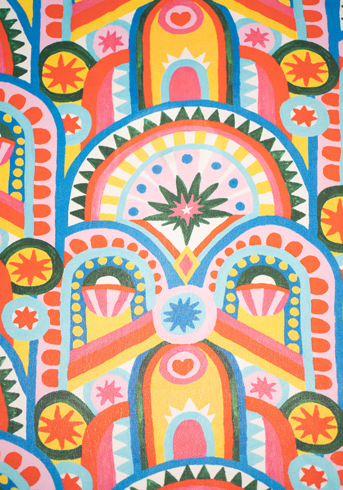 Second angle of Evaline Hand Painted Deco Print Ankle Length Woven Viscose Crepe Dress