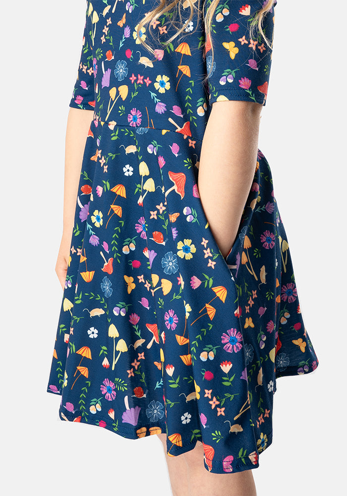 Children's Mushrooms & Mice Print Dress (Artemis)