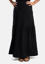 Asa Black Tiered Hem Maxi Skirt