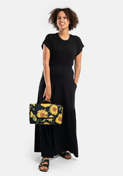 Asa Black Tiered Hem Maxi Skirt
