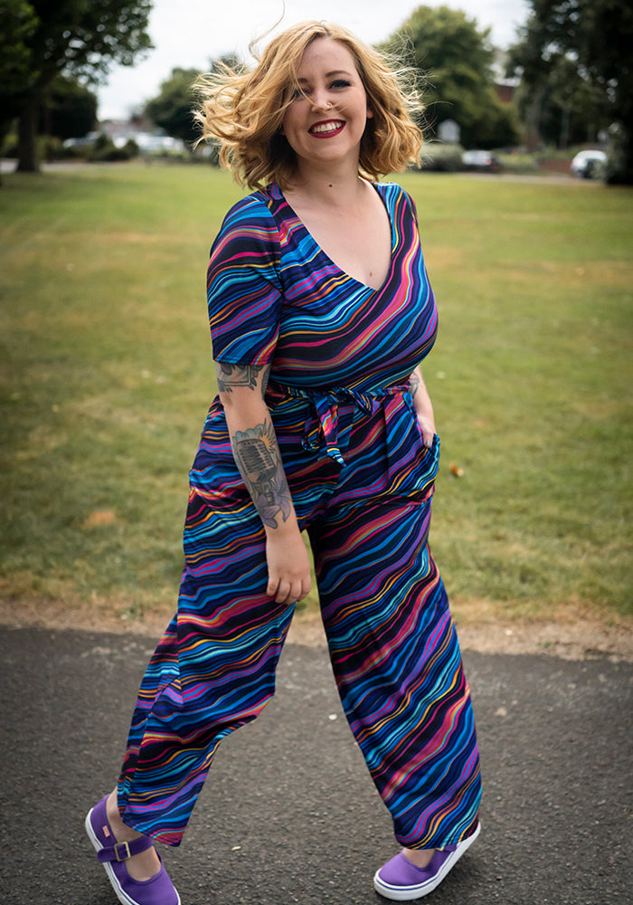 Eleventh angle of Asen Ripple Print Culotte Leg Jumpsuit