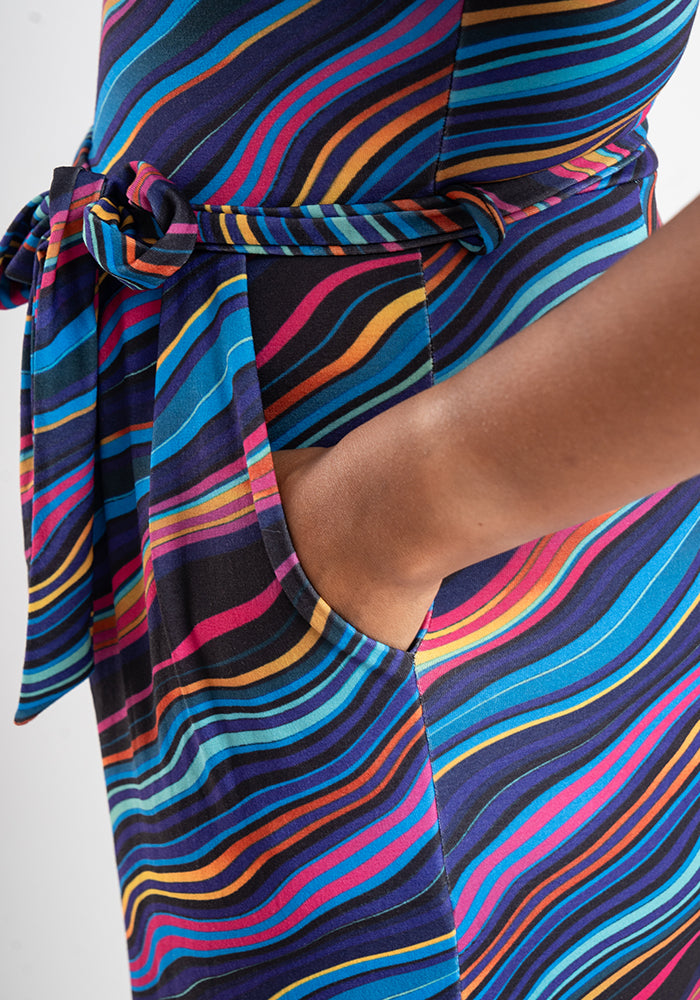 Third angle of Asen Ripple Print Culotte Leg Jumpsuit