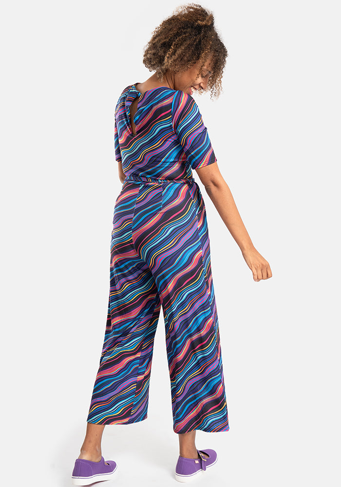 Fifth angle of Asen Ripple Print Culotte Leg Jumpsuit