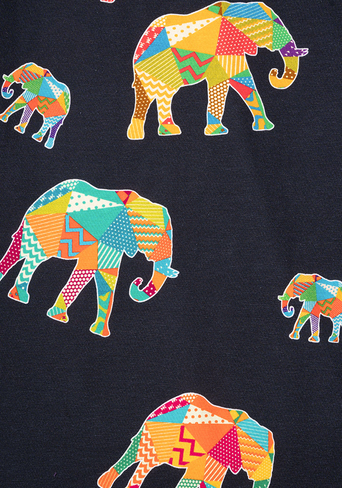 Asha Patchwork Elephant Print Cotton Dress