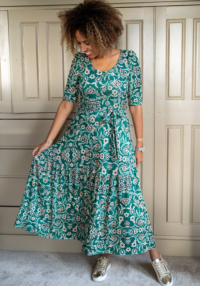 Front view of Ashlea Nouveau Floral Print Midaxi Dress