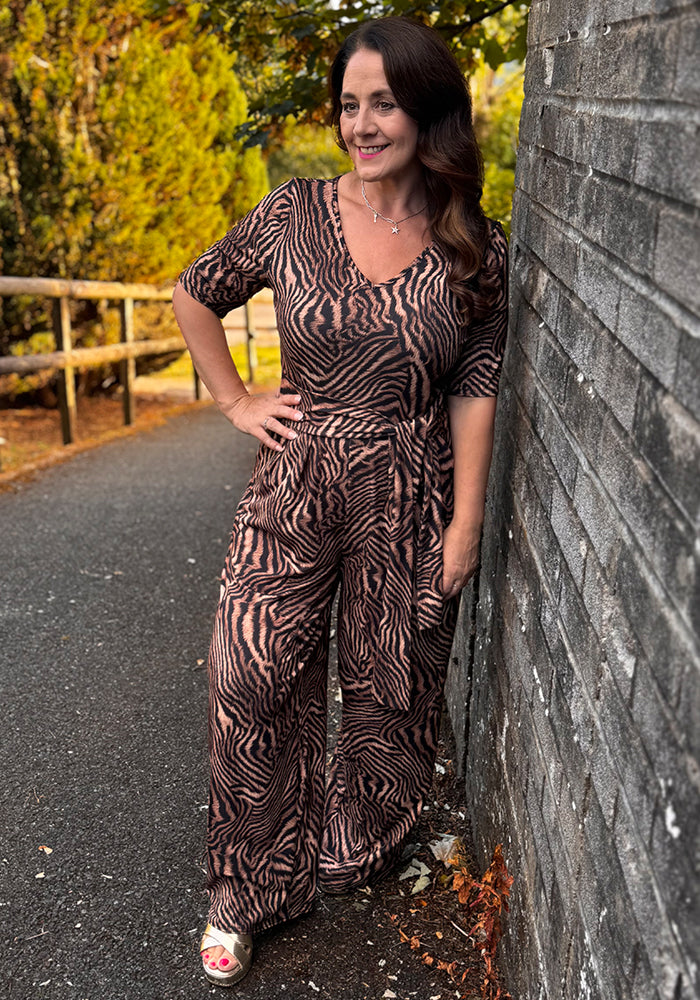 Ashleigh Tiger Print Full Length Jumpsuit